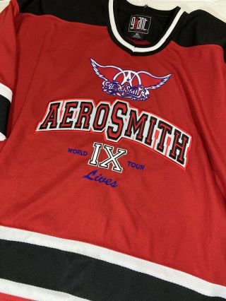 Vtg Giant Aerosmith World Tour Ix 9 Lives Hockey Jersey Size Xl Concert Band 90s