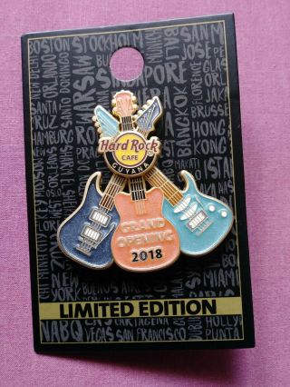 Hard Rock Cafe Pin Guyana Grand Opening Three Cross Guitar 2018 2