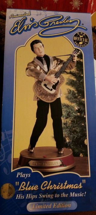 Elvis Presley Dancing Singing Animated Doll Ltd Edition Gemmy Blue Christmas 18 "