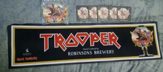 Iron Maiden Trooper Beer Rare 1st Issue Pump Clip Bar Runner Matching Mats