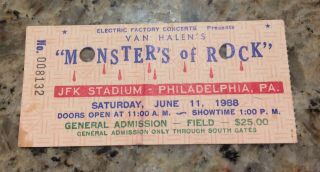 6/11/88 Van Halen - Monsters Of Rock - Concert Ticket Stub - Philadelphia Pa