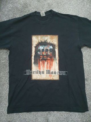 Marilyn Manson Vintage T - Shirt Three Headed Jesus Rare Portrait Trismegistus