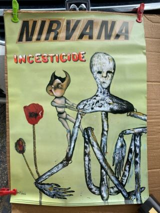 Nirvana Incesticide Rare Vintage1992 Geffen 32x24” Promo Poster Kurt Cobain