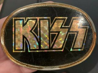 Vintage Kiss Belt Buckle - 1977 Pacifica Black Prism Logo Aucoin Era