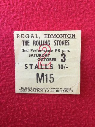 The Rolling Stones 1964 Fourth British Tour Ticket At The Regal Edmonton,  London