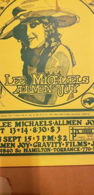 Scarce 1968 The Bank - Lee Michaels Concert Poster - Robert A Wilson artist 2
