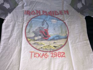 Official Iron Maiden The Beast Tames Texas Remastered Camo Shirt Large Raglan