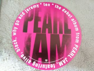 1991 Pearl Jam 10 Ten Promotional Debut Album Flat Poster Double Sided 12 " Round