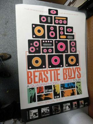 Beastie Boys Quadraphonic Stereo Tour Poster 1995 Grand Royal Rare Vintage 24x36