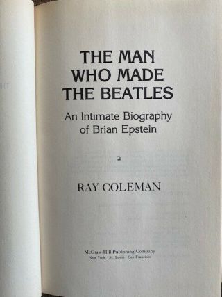 The Beatles - Brian Epstein biography signed by author Ray Coleman - RARE 3