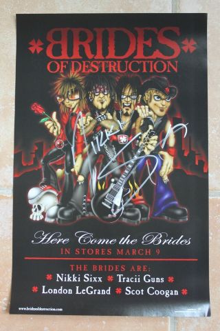 Nikki Sixx Signed Brides Of Destruction Motley Crue Album Poster Autographed