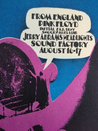 1968 Pink Floyd Handbill Sacramento Aor 3.  19 Avalon Fillmore Family Poster Card
