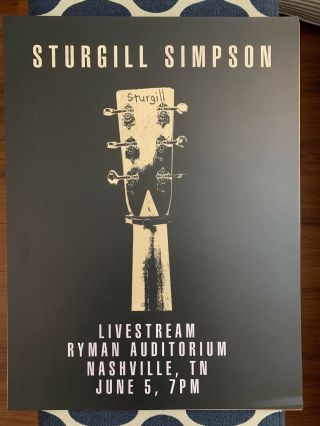 Sturgill Simpson Ryman Livestream Poster Limited Edition June 5,  2020
