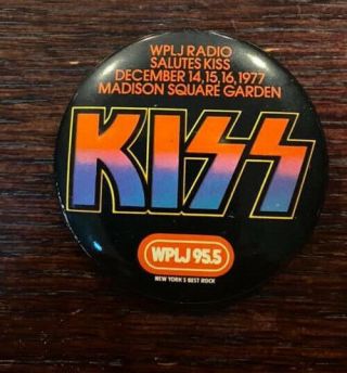Kiss Wplj Radio Promo Button Madison Square Garden Dec 14 - 16 1977