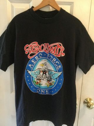 Aerosmith (1989) Pump Tour " Aero - Force - One " Concert T - Shirt Sz.  M/l Euc