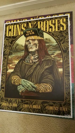 Guns N Roses Tour Lithograph Poster Print Florence,  Italy
