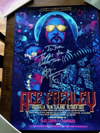 Ace Frehley Signed Concert Poster Plus Guitar Pick
