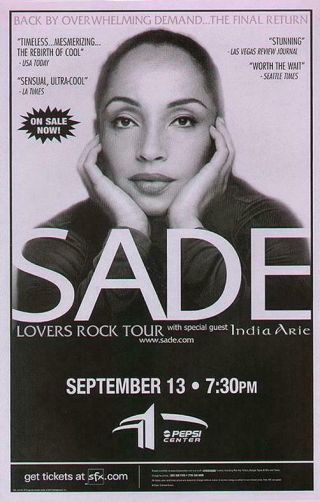 Sade India Arie Denver Concert Poster 1997