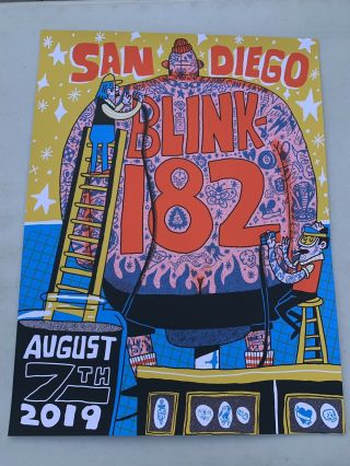Blink 182 August 7th 2019 San Diego Band Edition Poster X/182 Unnumbered Version