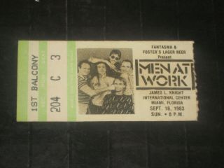 Men At Work 1983 Concert Ticket Stub James L.  Knight Center Miami 9/13/83