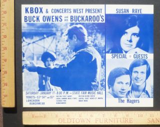 Buck Rogers & Buckaroos Hager Brothers Concert Handbill Dallas Texas 1970
