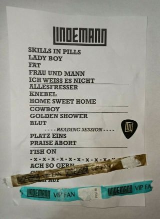 Lindemann || Guitar Pick || Moscow Setlist 2020 || 2 Bracelet Vip Fan