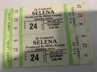 Selena Quintanilla Vintage 1993 Tickets Stubs