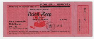 Uriah Heep Concert Ticket / Blow - Up Munich September 29,  1971