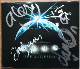 Blur The Universal 1995 Uk Cd,  Fully Autographed Inlay