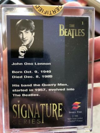 1996 SPORTS TIME BEATLES 24KT GOLD SIGNATURE CARD: JOHN LENNON 1 2