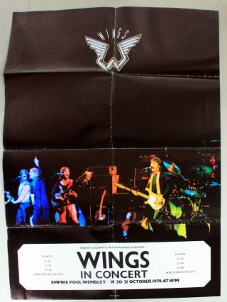 Beatles Paul Mccartney Wings Concert Poster In Wembley - 1970s - Estq