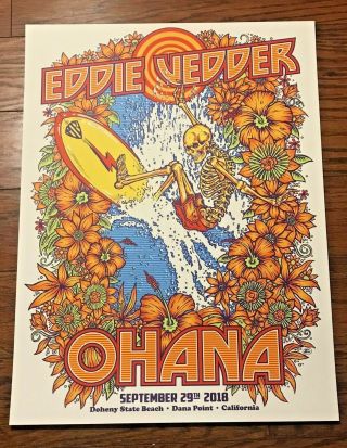 Eddie Vedder 2018 Tour Poster Ohana Festival 9/29/18 Ben Brown