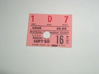 David Bowie Concert Ticket Stub Vintage 1974 Anaheim Convention Center