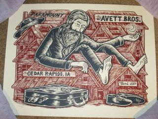 Avett Brothers Concert Tour Poster Cedar Rapids 10 - 6 - 17 2017 Chad Eaton