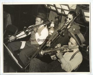 Vintage 1940s Jazz Earl " Fatha " Hines Orchestra Trumpeter & Trombones Photo