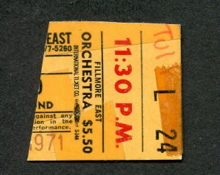 1971 Jethro Tull Cowboy Concert Ticket Stub Fillmore East Bill Graham