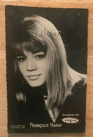 Rare French Postcard Vogue Francoise Hardy Sign By Her