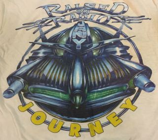 Vintage 80s Journey Raised On Radio Rock Concert T - Shirt Rare - Usa Size Medium