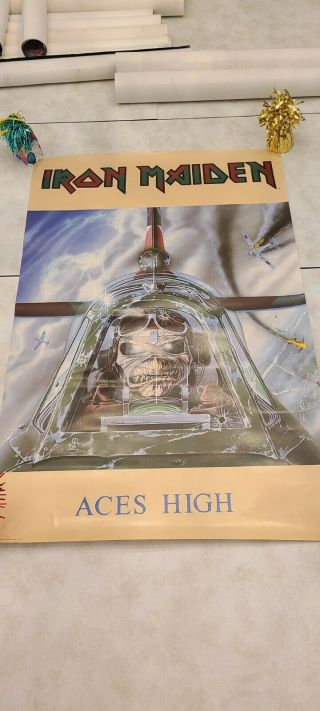 Iron Maiden Aces High 1985 Poster Funky Productions 22 " X 35 " Rare