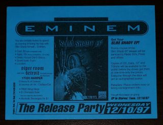 Eminem Slim Shady Ep Release Party Flyer Icp Beef Reprint