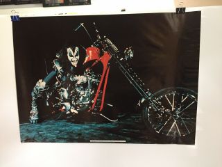 Kiss Gene Simmons 1977 Motorcylce Poster Chopper Aucoin Vintage Pro Arts