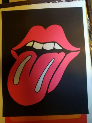 Rolling Stones Tongue Vintage Nos Poster Mick Jagger Keith Richards Black/red