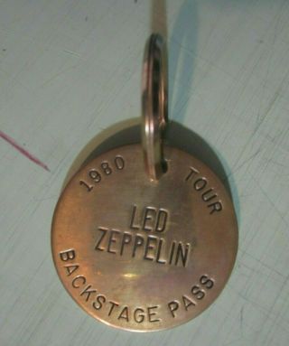 Led Zeppelin Vintage Keyring / Chain Key Ring - " 1980 Tour Backstage Pass "