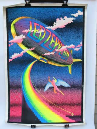 1970s Vintage Blacklight Poster Led Zeppelin - Stairway To Heaven