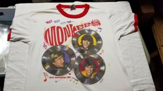 Vintage 1986 The Monkees 20th Anniversary Tour 2 - Sided Graphic Ringer T - Shirt
