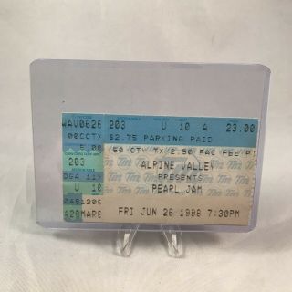 Pearl Jam Alpine Valley Wisconsin Concert Ticket Stub Vintage June 26 1998