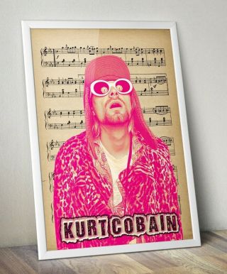 Kurt Cobain Poster Nirvana Print,  Vintage Music Sheets Artwork