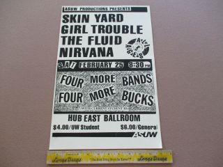 Nirvana Concert Poster - Asuw Feb 25 Hub East Ballroom 11 " X 17 " $49.  95