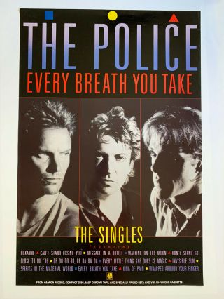 1986 The Police Every Breath You Take Singles Promo Poster 24” X 36”