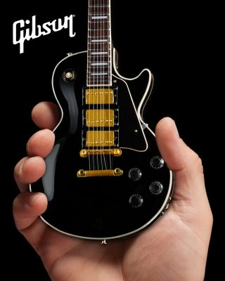 Gibson Les Paul Custom Ebony Handcrafted 1:4 Scale Mini Guitar Black Beauty